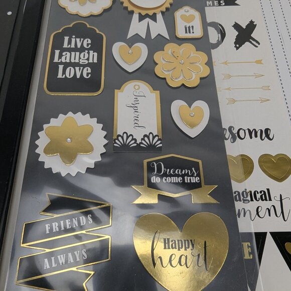 Recollections Scrapbook Album Kit The Good Life 95 Pieces 12"x12" Black Gold New - Picture 9 of 14